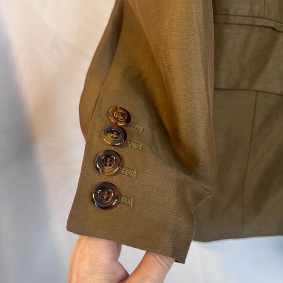 Betty Barclay Collarless Vneck Single Breasted Flax Blend Blazer Jacket Sz M/L** - Picture 5 of 11